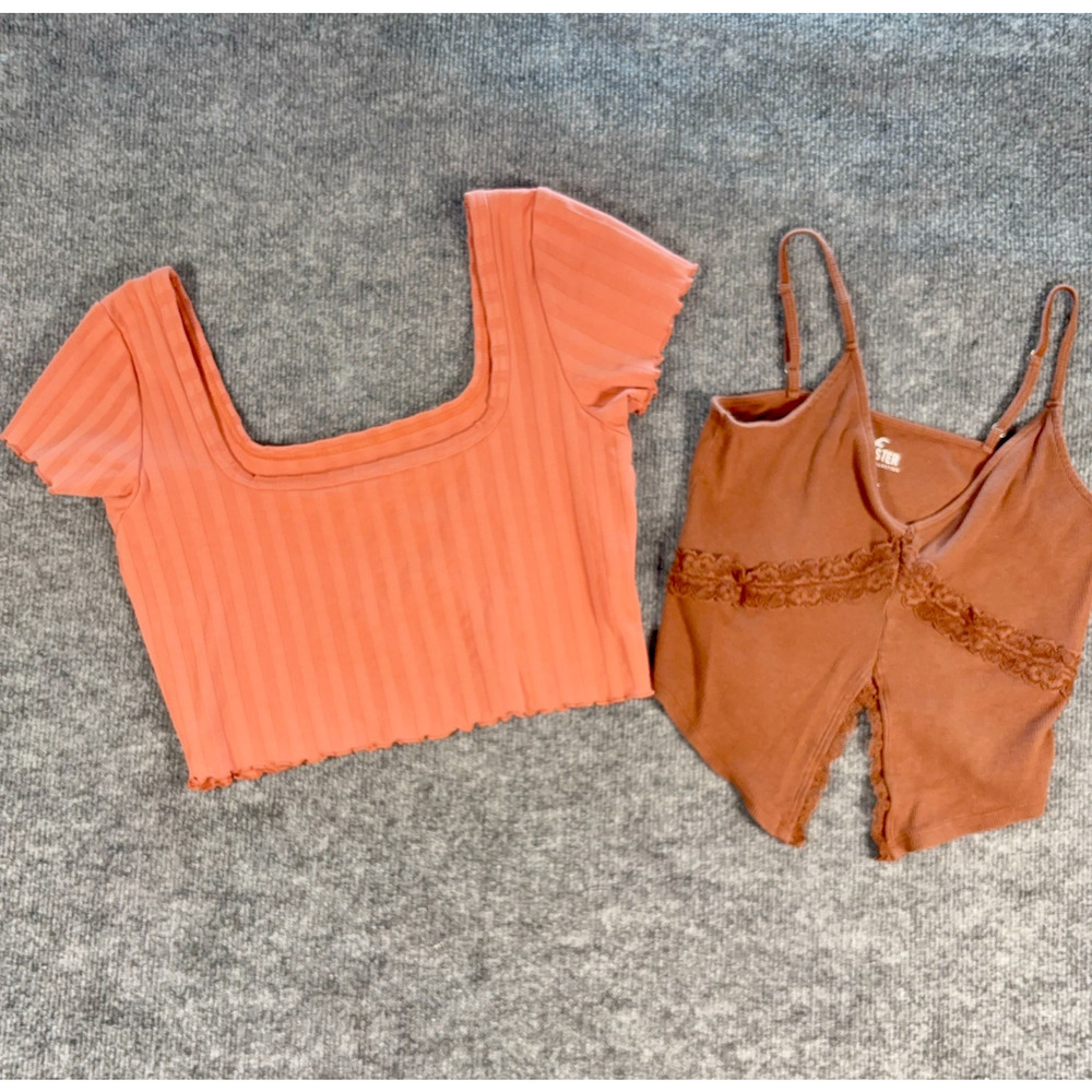 Aerie Offline Crop Top Hollister Lace Cami Lot Ribbed Tops Medium 2 pieces lot